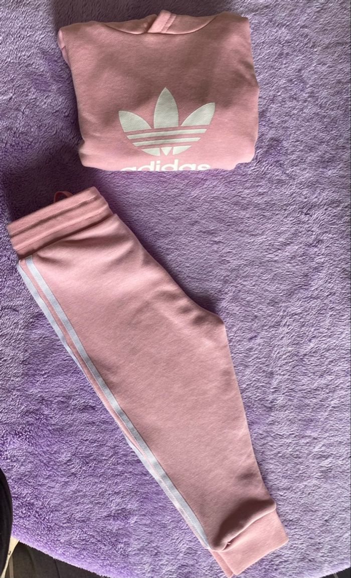 Ensemble Survêtement ADIDAS Original Bébé Rose Pâle 18-24 Mois - photo numéro 2