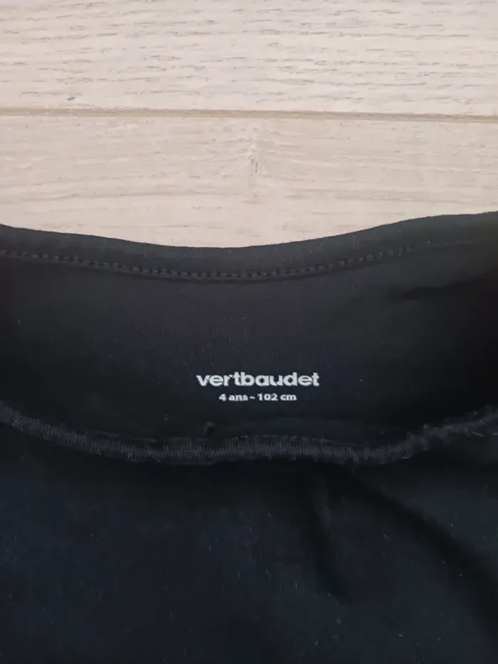 T-shirt fille noir 4 ans Vertbaudet - photo numéro 3