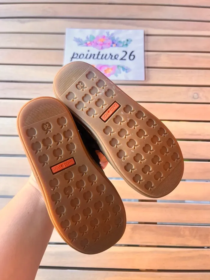 Bottines en cuir marine et doré shoo Pom 26 - photo numéro 3