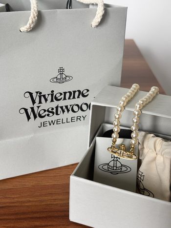 Collier or Jaune Perles Vivienne Westwood