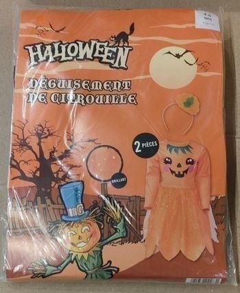 Déguisement Citrouille : Robe et serre-tête Halloween Citrouille 5-6 ans