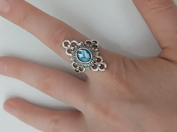 Bague argentée tendance en acier inoxydable