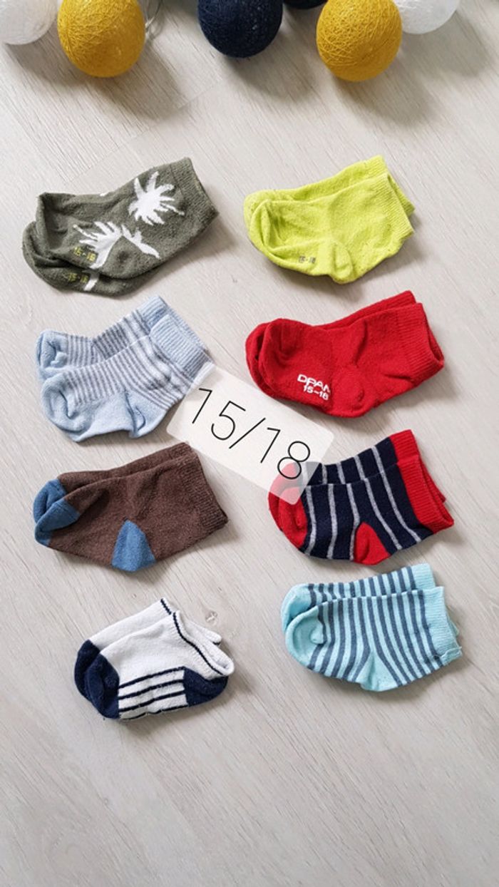 Lot 8 paires chaussettes 15/18 (3/6 mois)