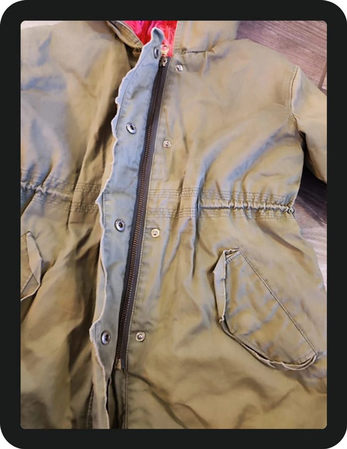 Manteau à capuche kaki doublé rose Billie Blush Taille 5 ans - photo numéro 2