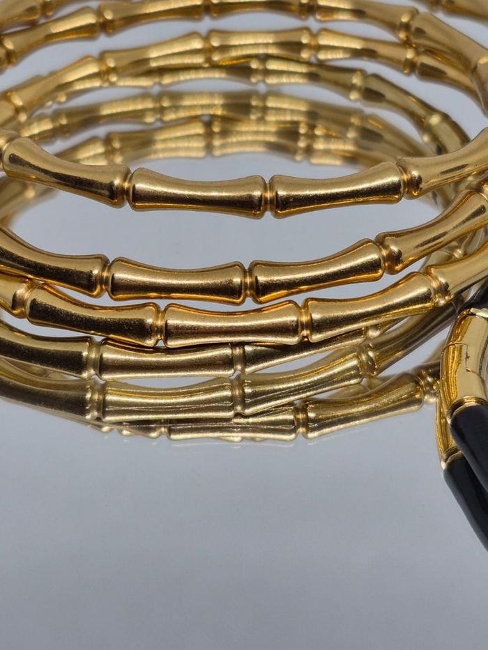Bracelet forme bambou en plaqué or 18k - photo numéro 3