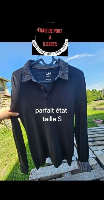 Polo manches longues noir homme TAILLE S
