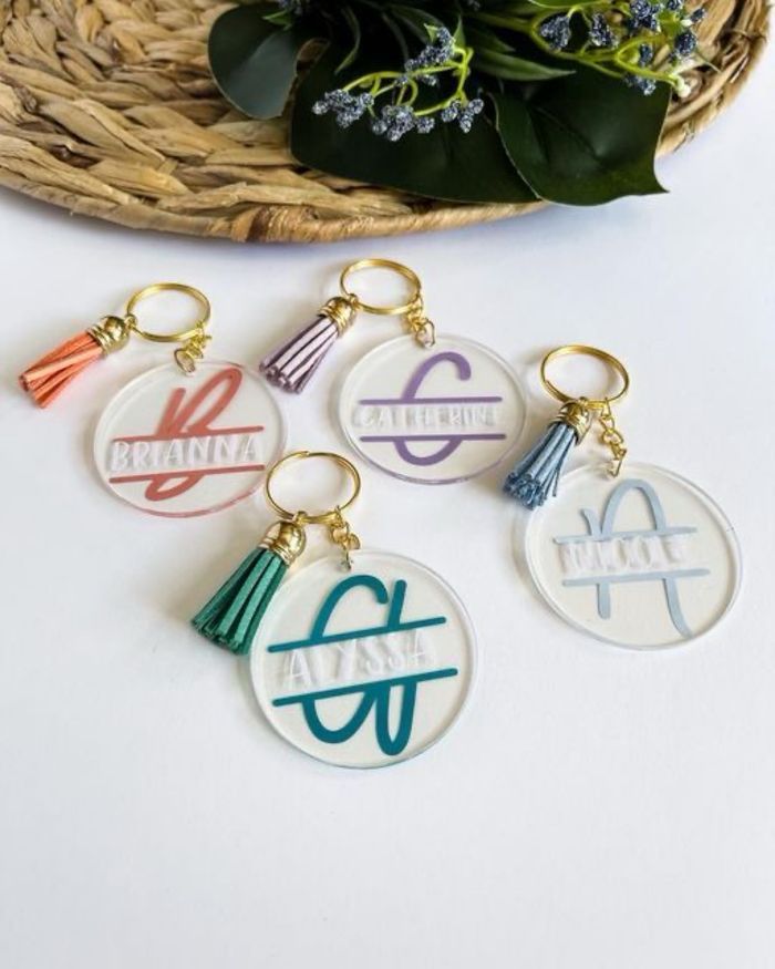 Lot De 60 Pièces Pour Porte-clés DIY – Rondes Acryliques Transparentes, Pompons, Anneaux, Chaînes
