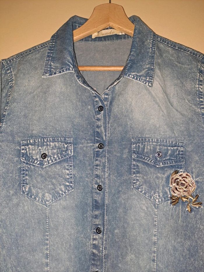 Chemise jean femme bleue onado XL ttbe - photo numéro 2