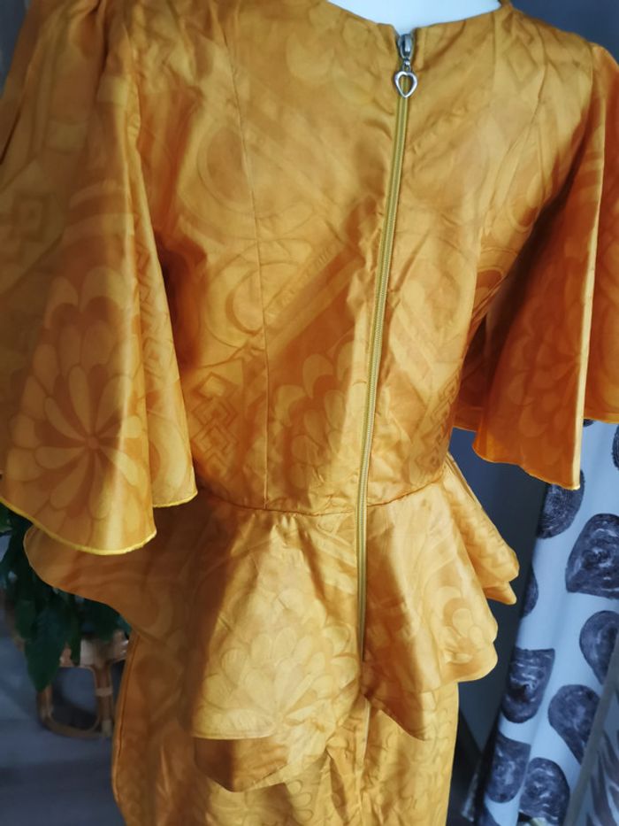 Ensemble jupe et blouse éthnique jaune moutarde pour femme - photo numéro 11