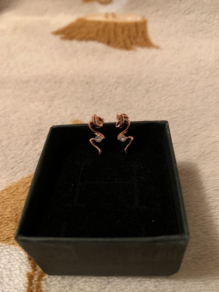 Boucles d’oreilles spirales en plaqué or roses - photo numéro 4