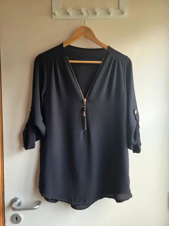 Blouse noire zippé chic - taille M - très bon état