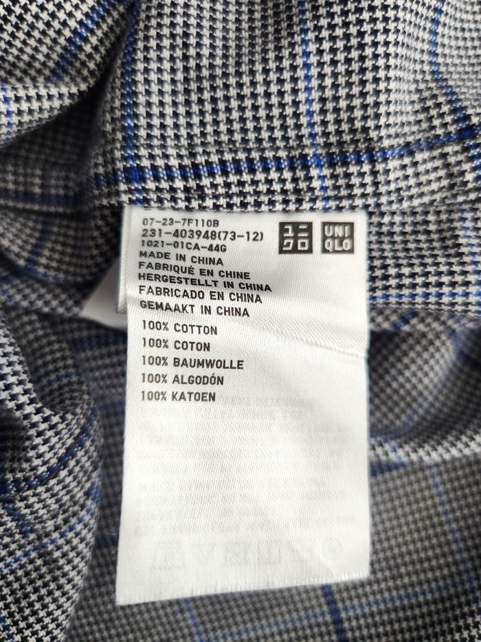 Chemise Ines de la Fressange x Uniqlo Carreaux Gris & Bleu - Taille S - photo numéro 5