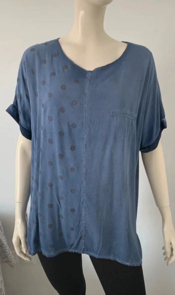 Teeshirt top tunique bleu jeans délavé ample taille unique