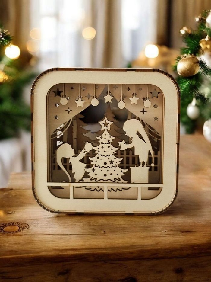 Lampe décorative de Noël en bois - photo numéro 2