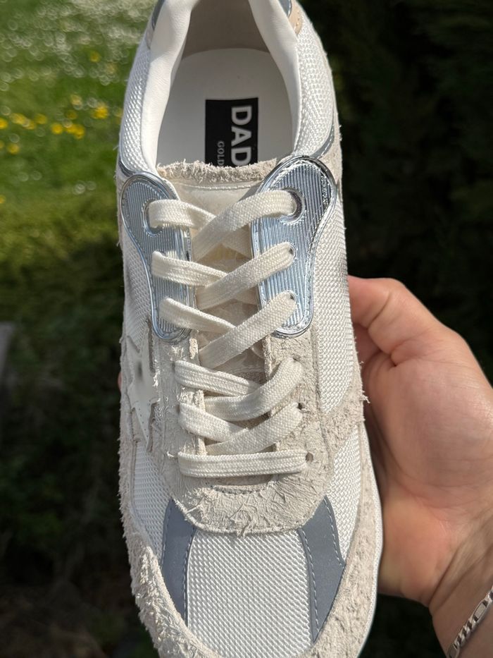 Dad-Star Homme Daim Blanc et gris avec étoile en cuir blanc - photo numéro 3