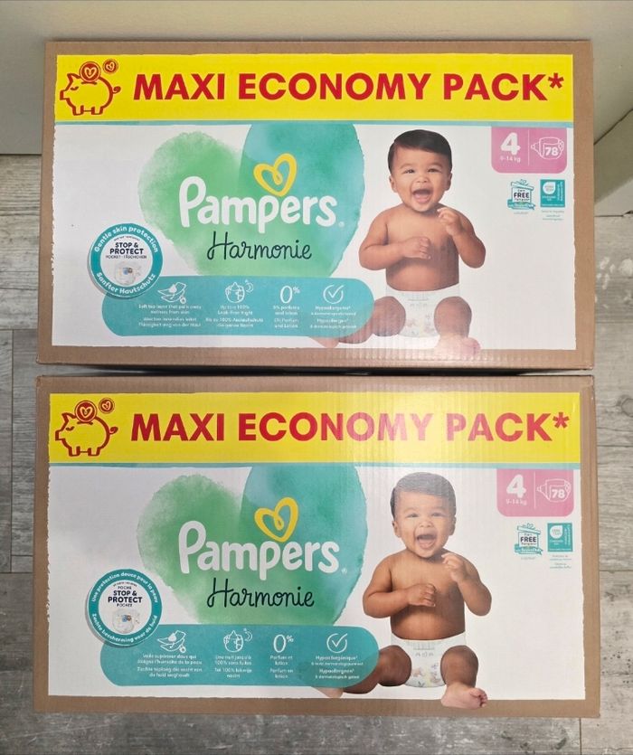 🍼 Pampers Harmony T4 (9-14 kg) Lot de 2 × 78 couches – Total 156 couches