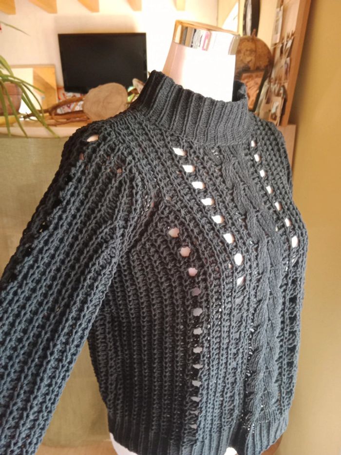 Pull grosse maille ajourée - photo numéro 2