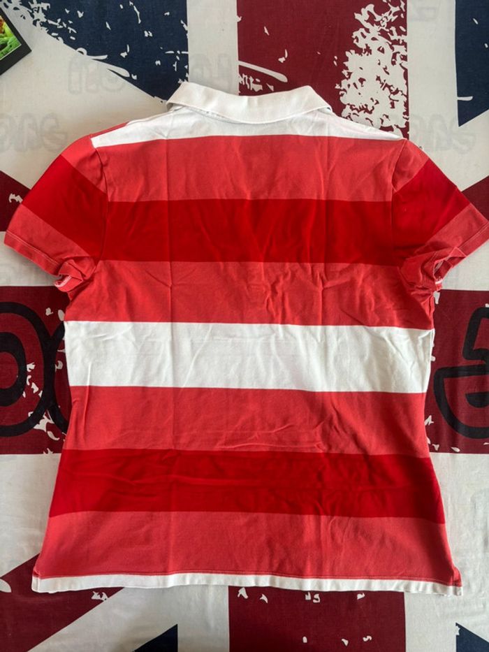 Polo Tommy Hilfiger taille L/XL blanc liserés rouge col V ouvert - photo numéro 9