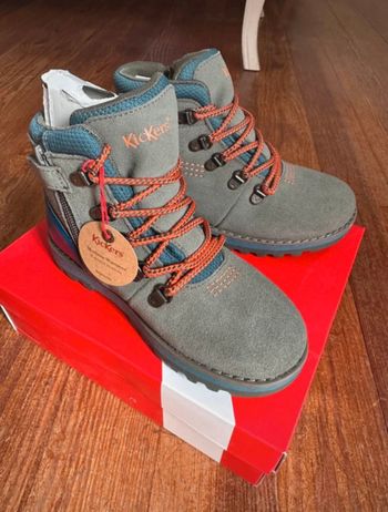 NEUF Chaussures hautes de sport marche randonnée Kickers Kicknature kaki orange 32