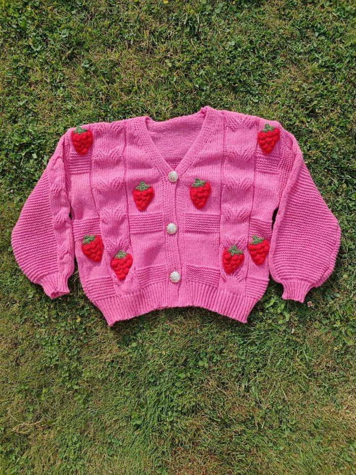 Pull cardigan tricot fruits 42 XL