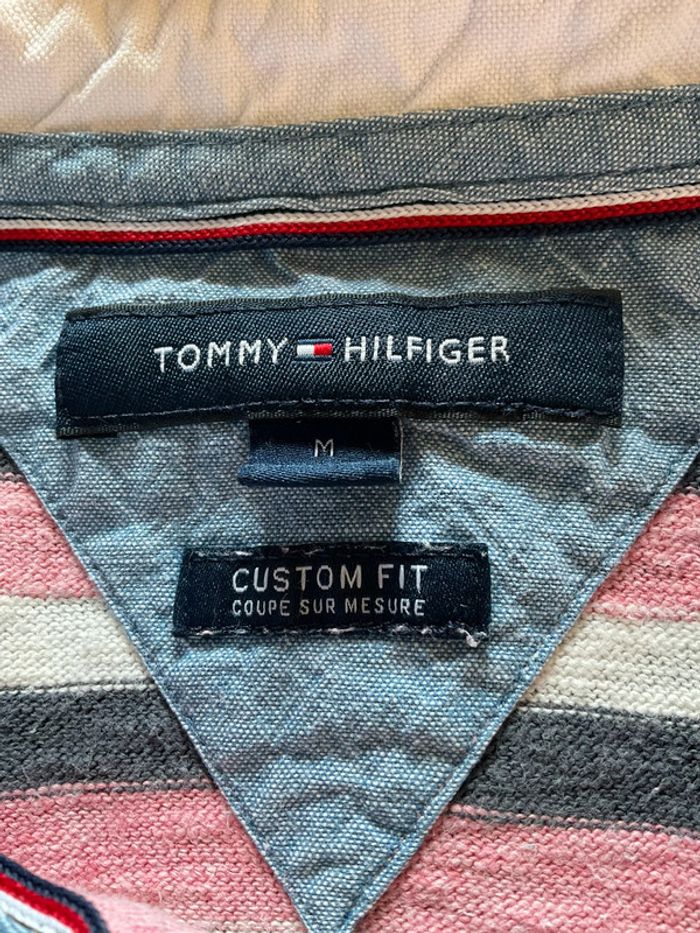 Polo rose, marine et blanc pour homme Tommy Hilfiger taille M 031 - photo numéro 8