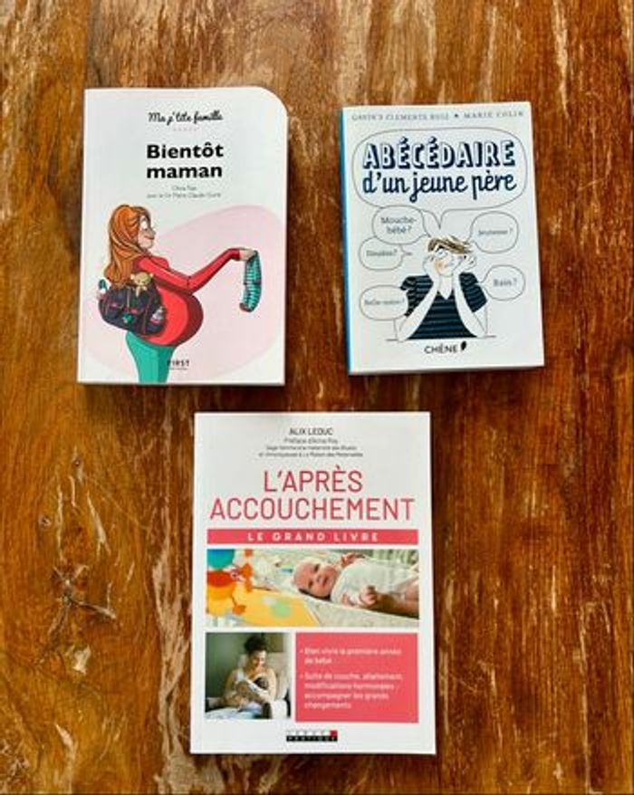 Lot livres jeunes parents l’après accouchement , bientôt maman et abécédaire d’un jeune père