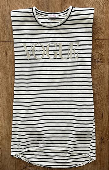 Robe/tunique rayée noire et blanche Fashion Vogue, femme, taille : S