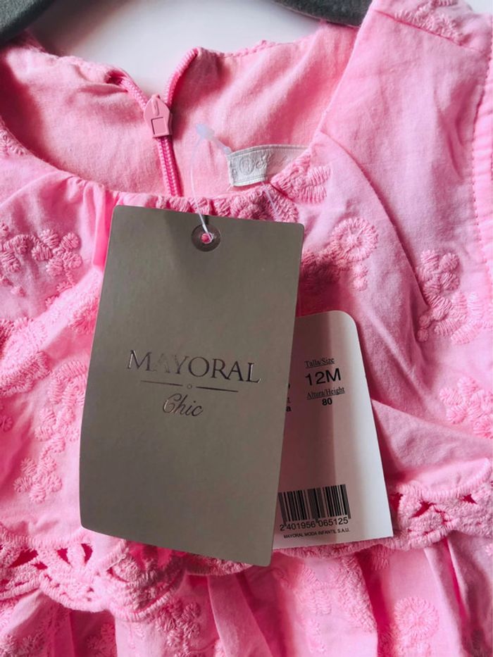 Robe été broderie rose Mayoral 12 mois neuf fleurs - photo numéro 4