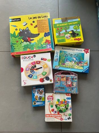 Lot 1: lot de 7 jeux jouet Haba Nathan Puzzle cartes