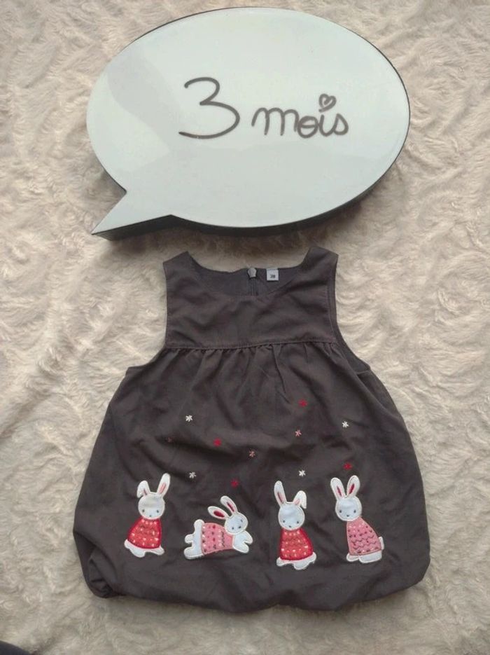 Robe boule doublée Fille 3 mois les petits lapins et les étoiles