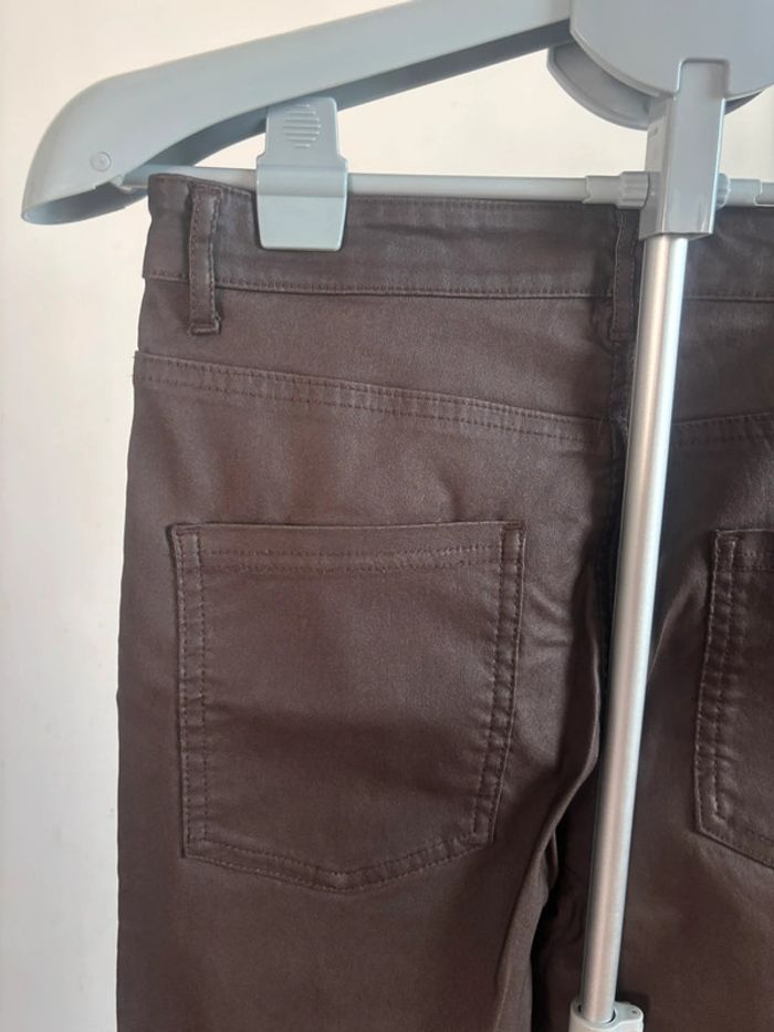 Pantalon coupe droite simili cuir calzedonia taille 38 marron - photo numéro 10