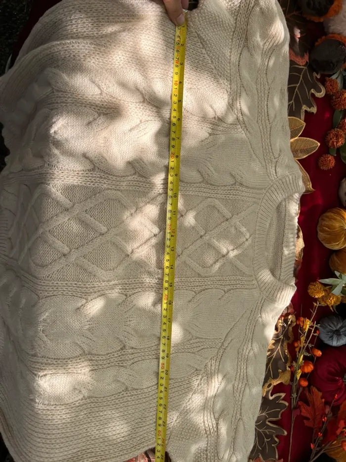 Pull torsadé beige crème  maille épaisse col rond confort 2XL - photo numéro 8