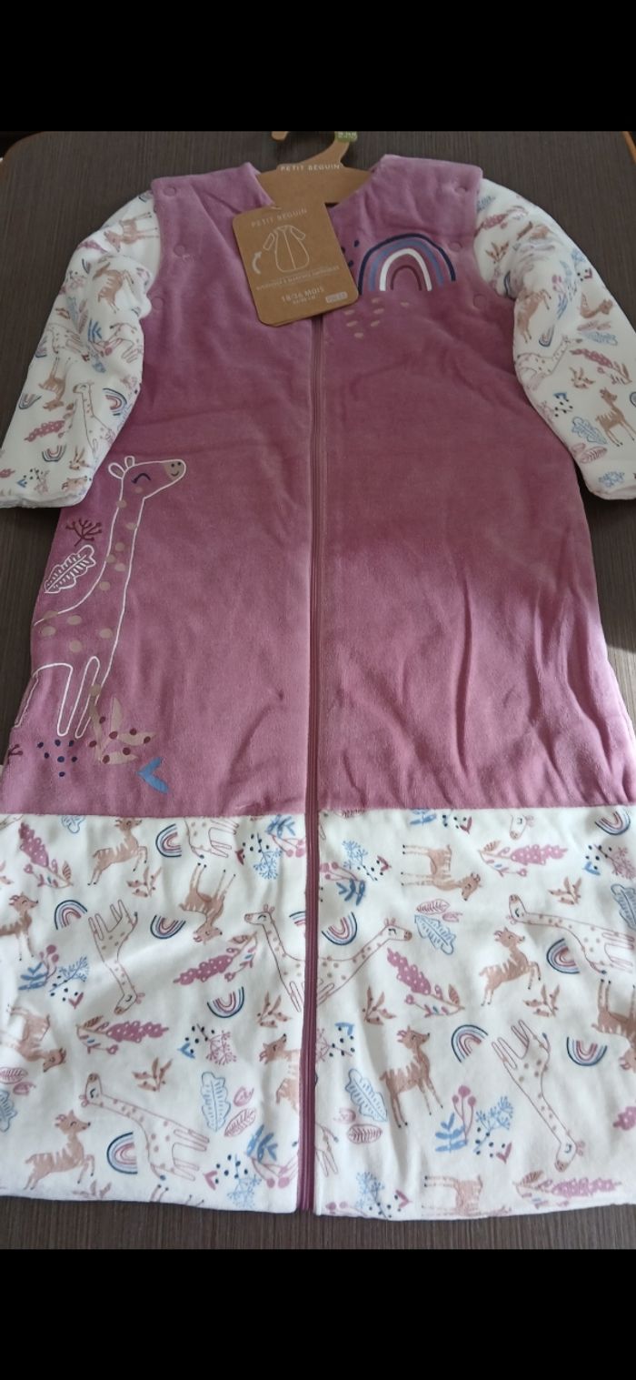 Turbulette gigoteuse fille en velours petit beguin 18/36 mois