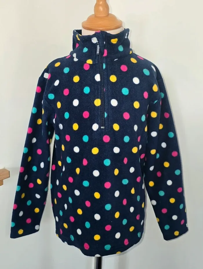 Pull polaire zippé à pois 8 ans