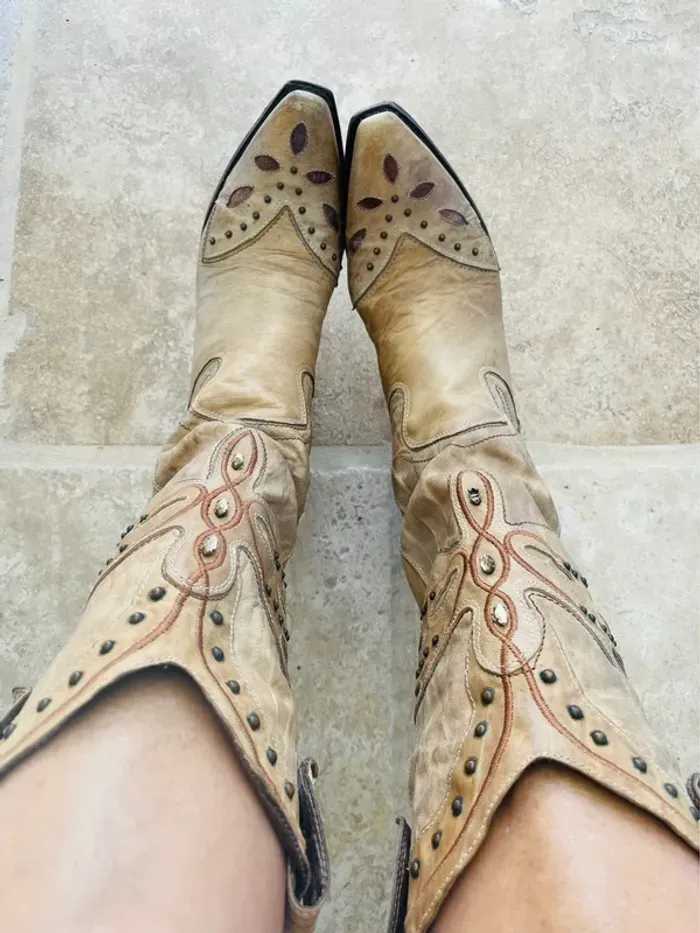 Bottes Vic Matié beiges cowgirl - photo numéro 2