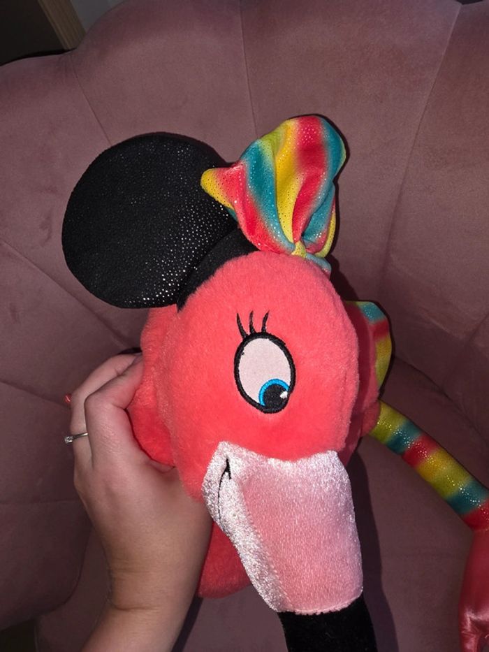 Grande peluche flamand rose Minnie mouse - photo numéro 6