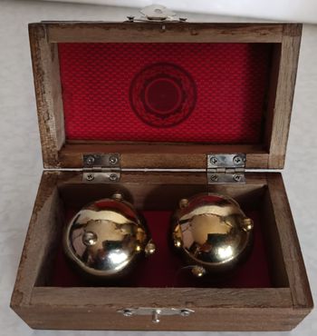 2 Boules Picot Rond De Relaxation Chinoise Musicales - Anti-Stress - Relaxation avec Boite en bois