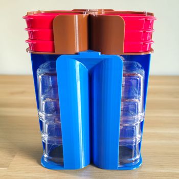 Rangement Bleu et Marron pour pots & couvercles Multidélices