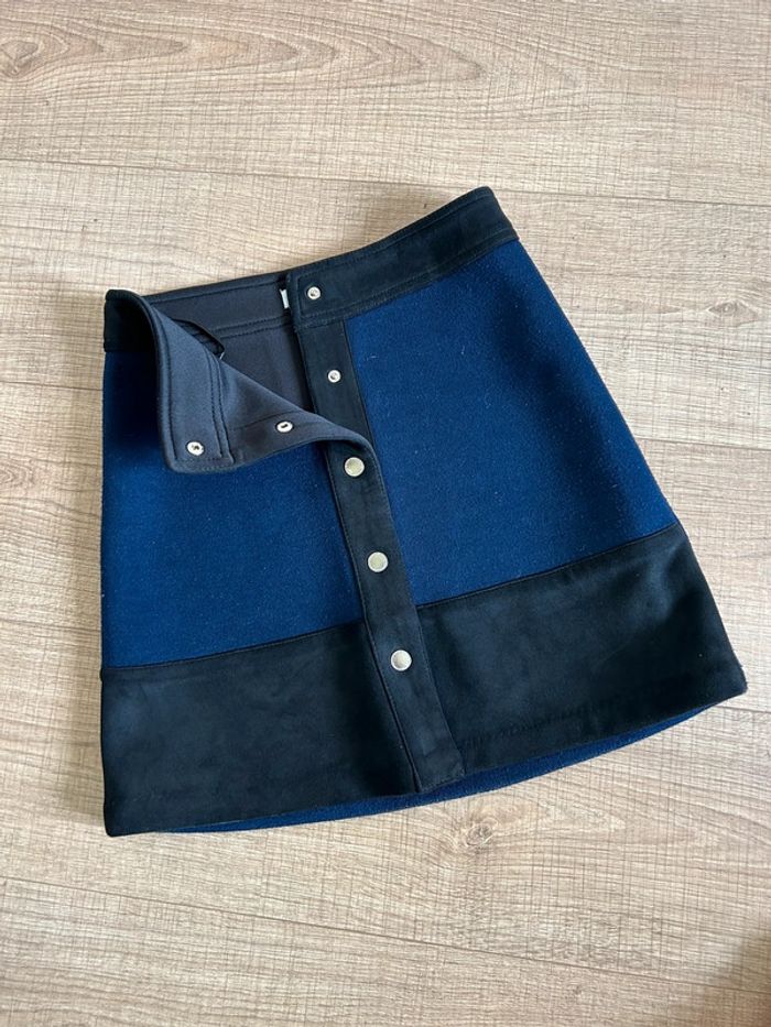Jupe bleue marine et noire avec boutons pressions Morgan taille 34 TBE - photo numéro 12