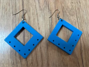 Boucles d’oreille bleues en bois neuves