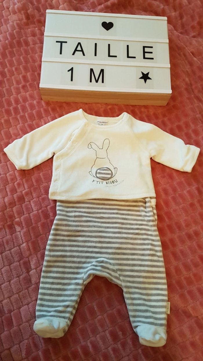 Ensemble pyjama 2 pièces P'tit bisous taille 1 mois