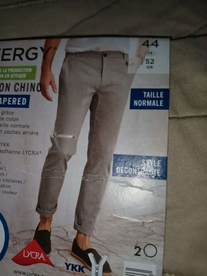 Pantalon chino coupe tapered homme taille 52 - photo numéro 2