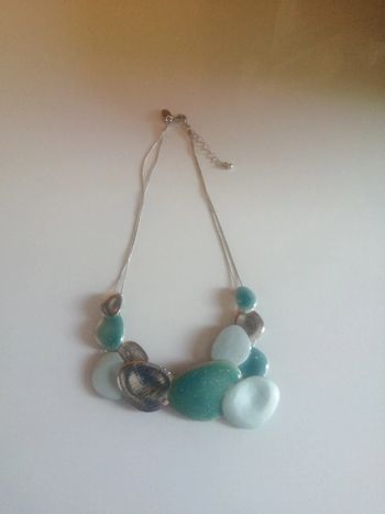 🌸Collier chaîne double argentée aux sequins peints à la main  🌸