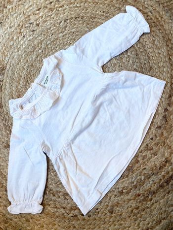 Chemisier blanc col dentelle, fille 6 mois