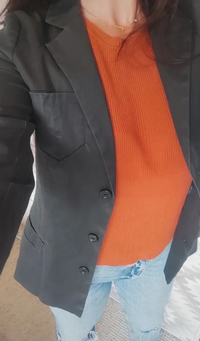 Veste blazer noir toile enduite Cotélac T1 coton élasthanne - photo numéro 4