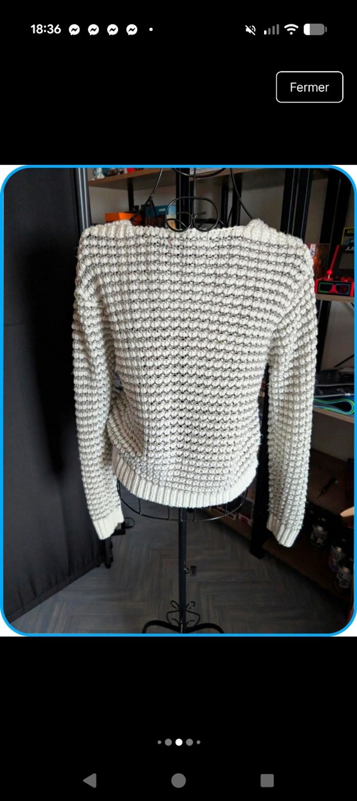 Pull Teddy Smith blanc & argenté - Taille 12 ans - État impeccable - photo numéro 3