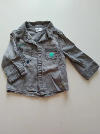 chemise en jean gris clair garcon tao 12 mois
