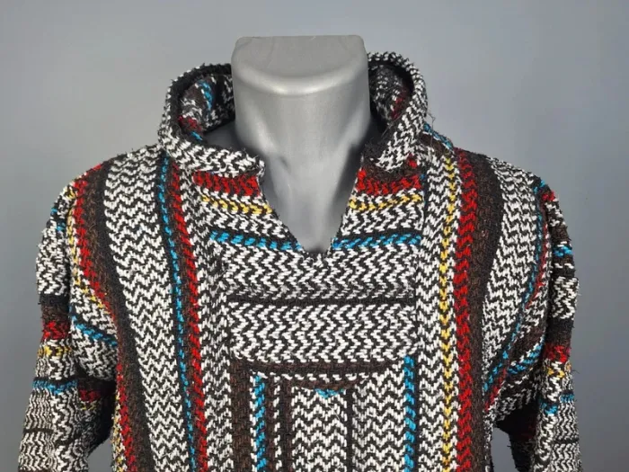 sweat a capuche / Hoodie/baja/poncho mexicain - taille 3XL - homme - multicolore / fait main (647) - photo numéro 2