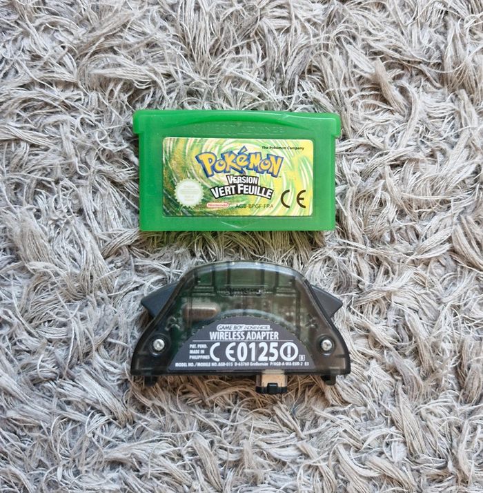 Pokémon Vert Feuille + Wireless Adapter Nintendo Gameboy Advance GBA