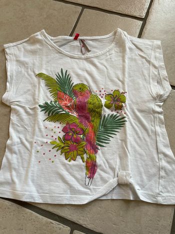 T-shirt blanc motif perroquet